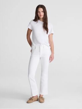 Madewell The Flare Crop Jeans White Stretch Denim coastal euro scandi clean girl